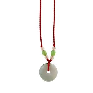 Jade Necklace Bracelet Harmony Lucky Donut Shape Pendant Handmade Jewelry NEW